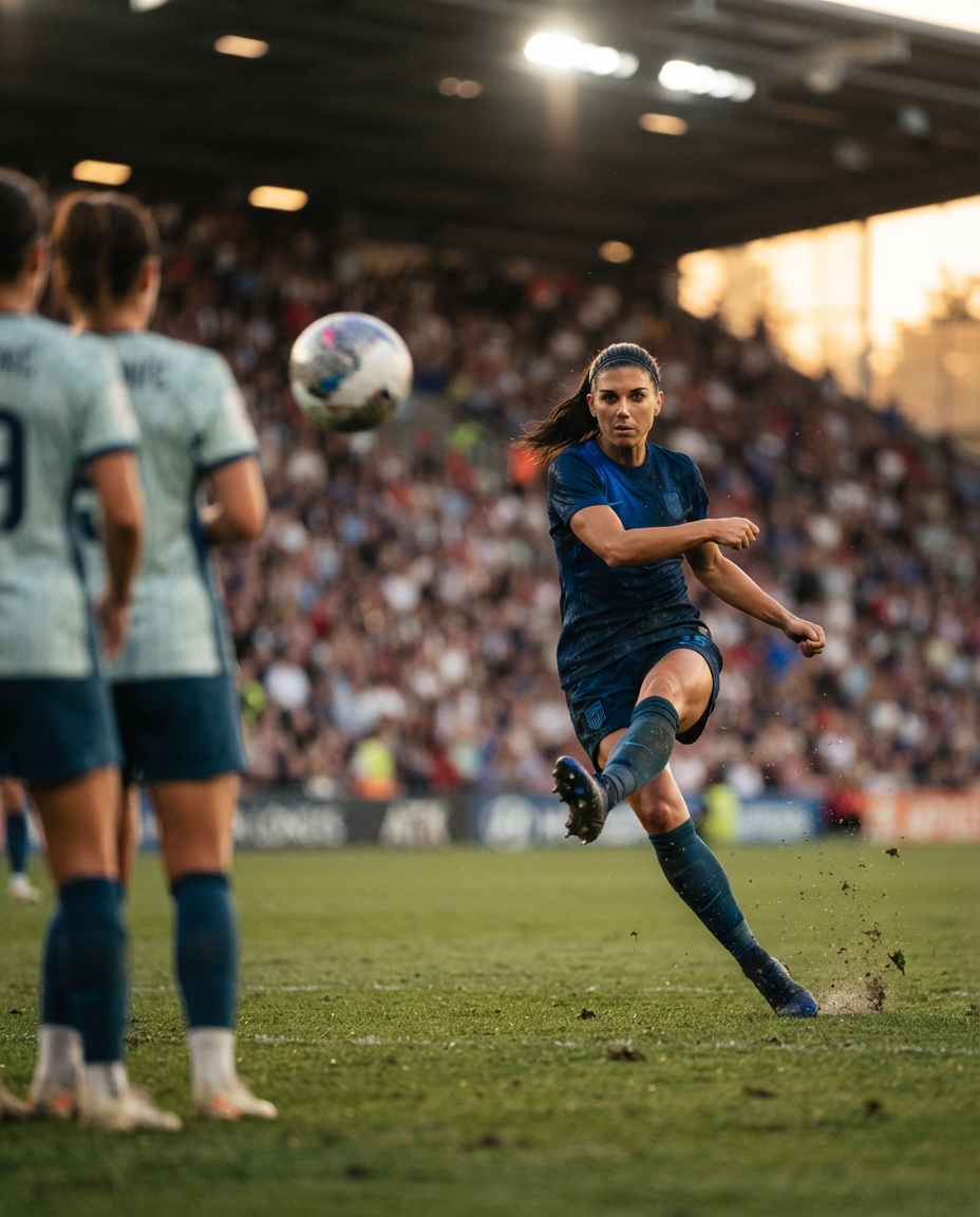 Free kick strike on target